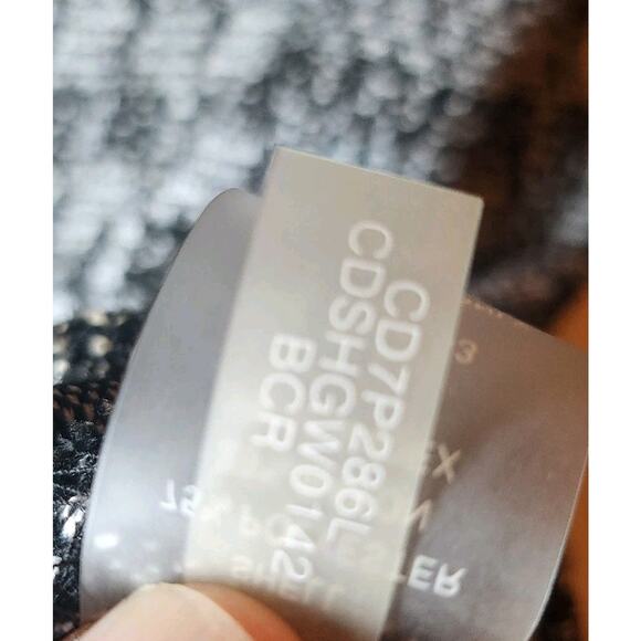 Calvin Klein Womens‎ Bell Sleeve Dress Size 12 Black White Houndstooth Plaid - Picture 7 of 8